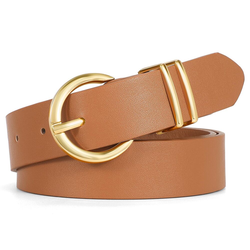 4467 Women Leather Belt Fashion Design Gold Buckle Ladies For Jeans
